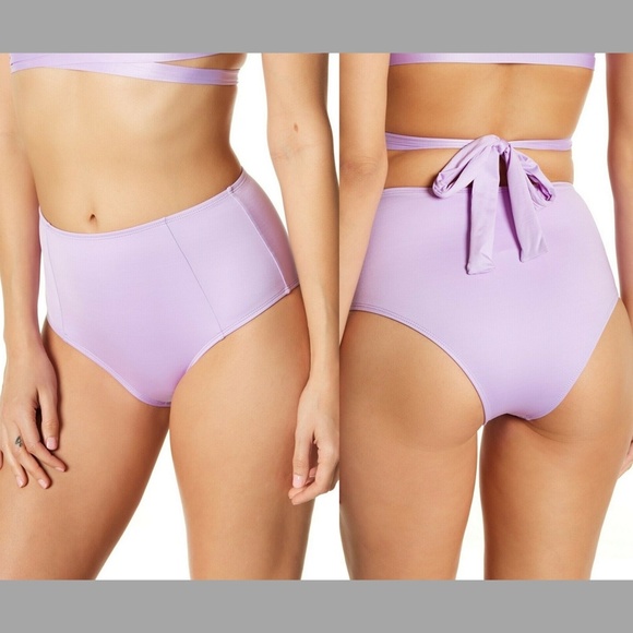 NEW Vitamin A Racquel High Waisted‎ Bikini Bottom in Lilac [SZ L/10 Large ] - Picture 1 of 8